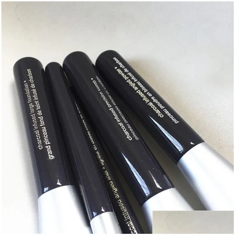 Deluxe Charcoal Antibacterial Makeup Brushes Set 6Pcs Antibacterial Synthetic Hair Brush kit Beauty Cosmetics Brushes Blendin7224428