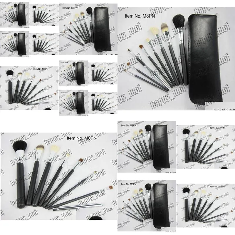 Factory Direct DHL New Makeup Brushes MC 8 Pieces Brush SetsLeather PouchWith Numbered1630268