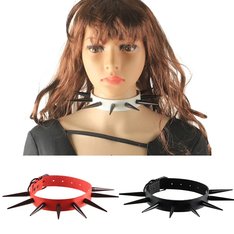 Chokers Gothic Black Spiked Punk Choker Collar Spikes Rivets Studded Chocker Necklace For Women Men Bondage Cosplay Goth Jewelry Drop Otmdi