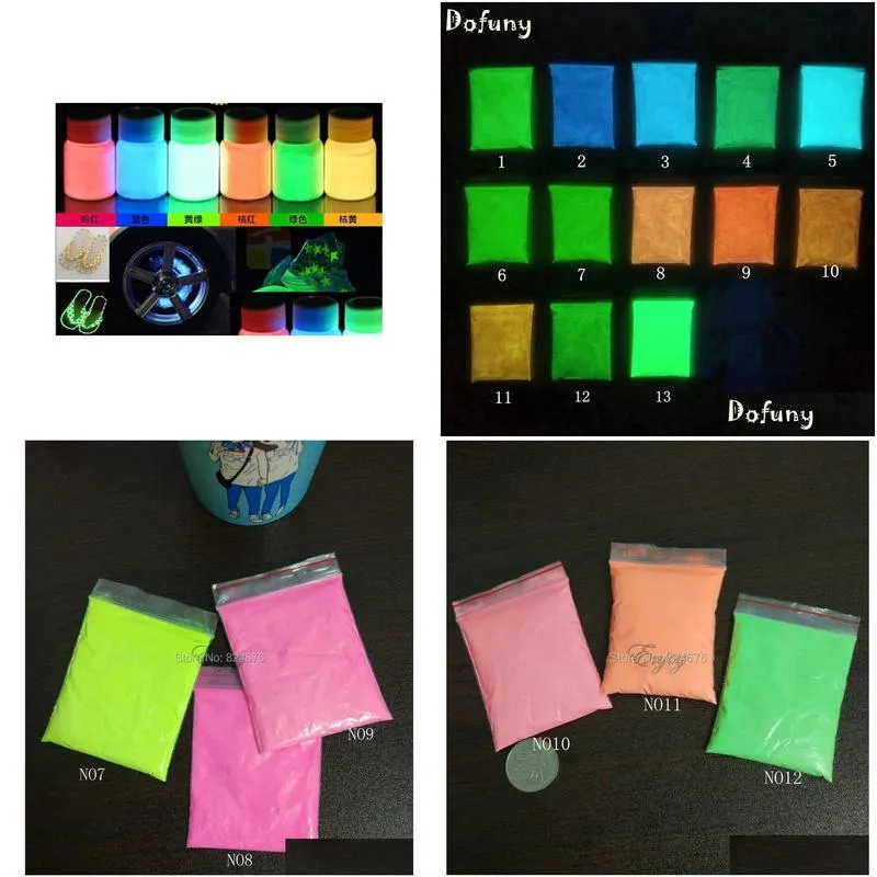Glitter 100g/lot Luminous Pigment Phosphor Powder ,photoluminescent Pigment 10 ColorsX10g Glow at Night Coating Nail Polish Making