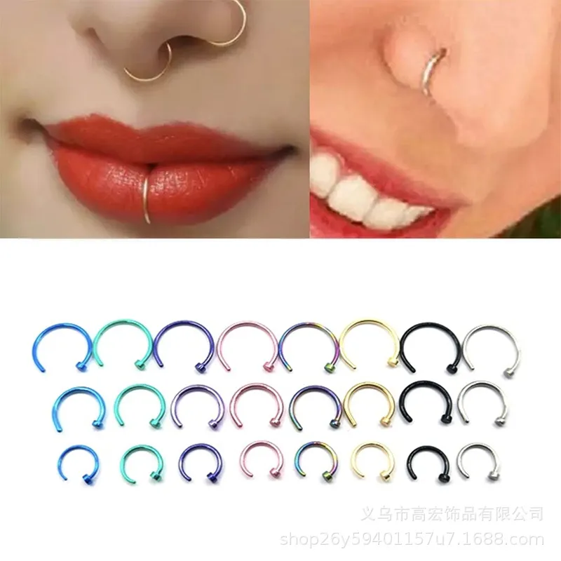 Nose Rings & Studs Fashion Stainless Steel Horseshoe Fake Ring C Clip Lip Piercing Stud Hoop For Women Men Barbell Drop Delivery Je J Otv3Z