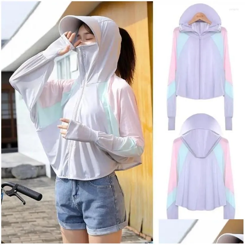 Racing Jackets Zippered Color Blocking Sunscreen Clothing Long-sleeved Large Sunshade Hoodie UV Protection Thin