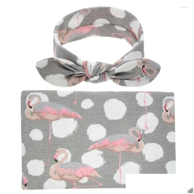 Blankets Born Baby Swaddling With Ear Headbands Floral Swaddle Wrap Blanket Hairband Set Cotton Cloth BHB18