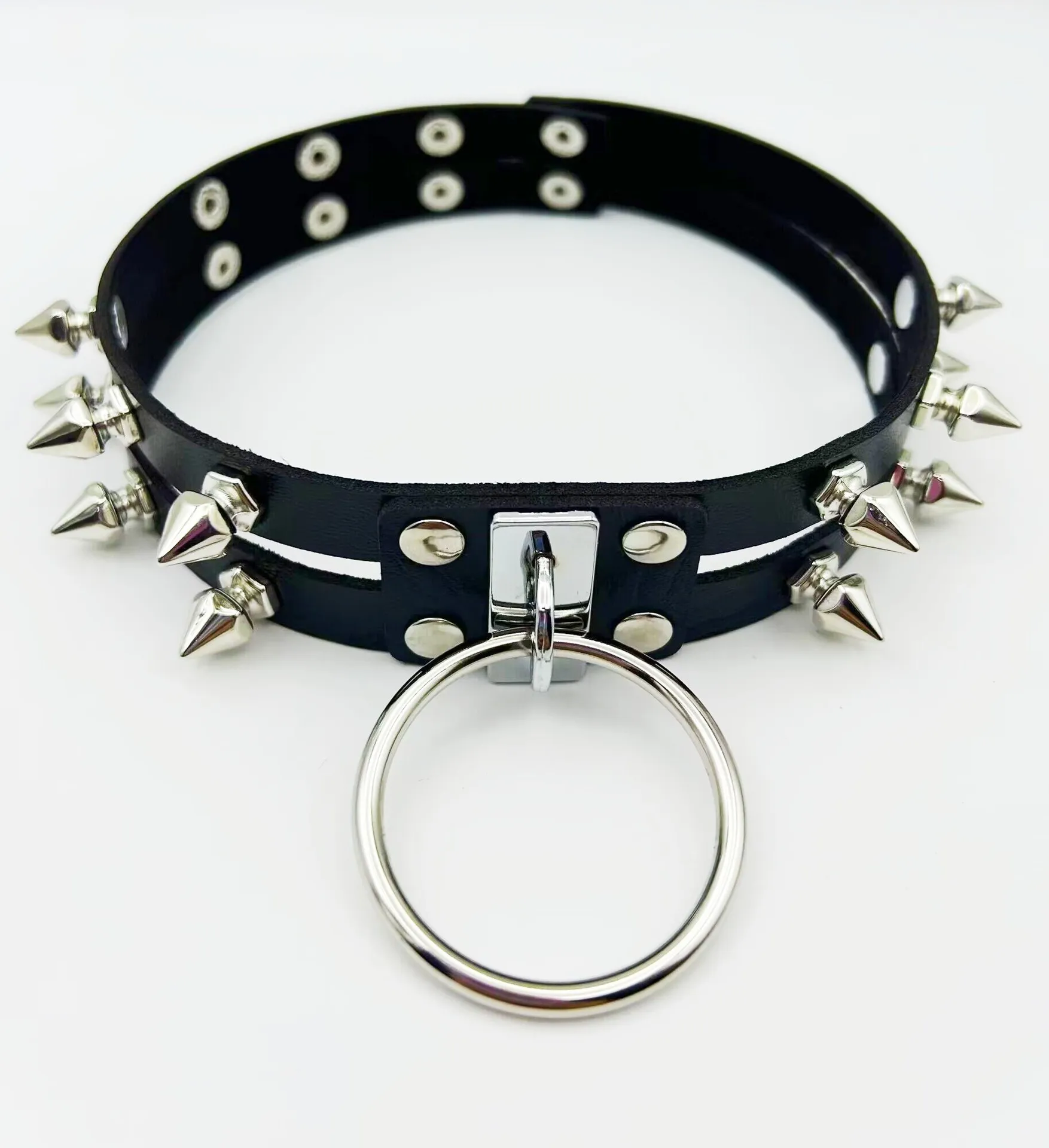 Chokers Gothic Black Spiked Punk Choker Collar Spikes Rivets Studded Chocker Necklace For Women Men Bondage Cosplay Goth Je Dhgarden Dhhcf