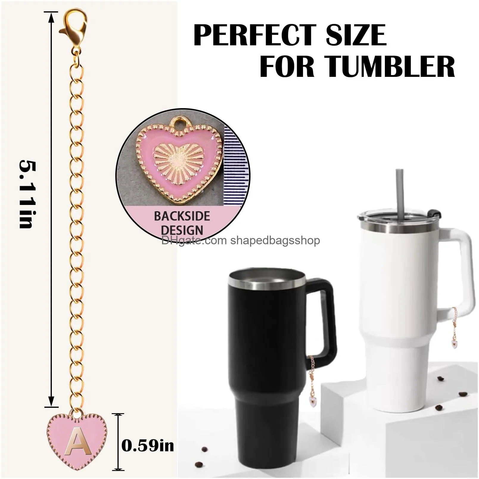 letter charm accessories for  cup heart shaped water bottle name id charms for /simple modern tumbler handle