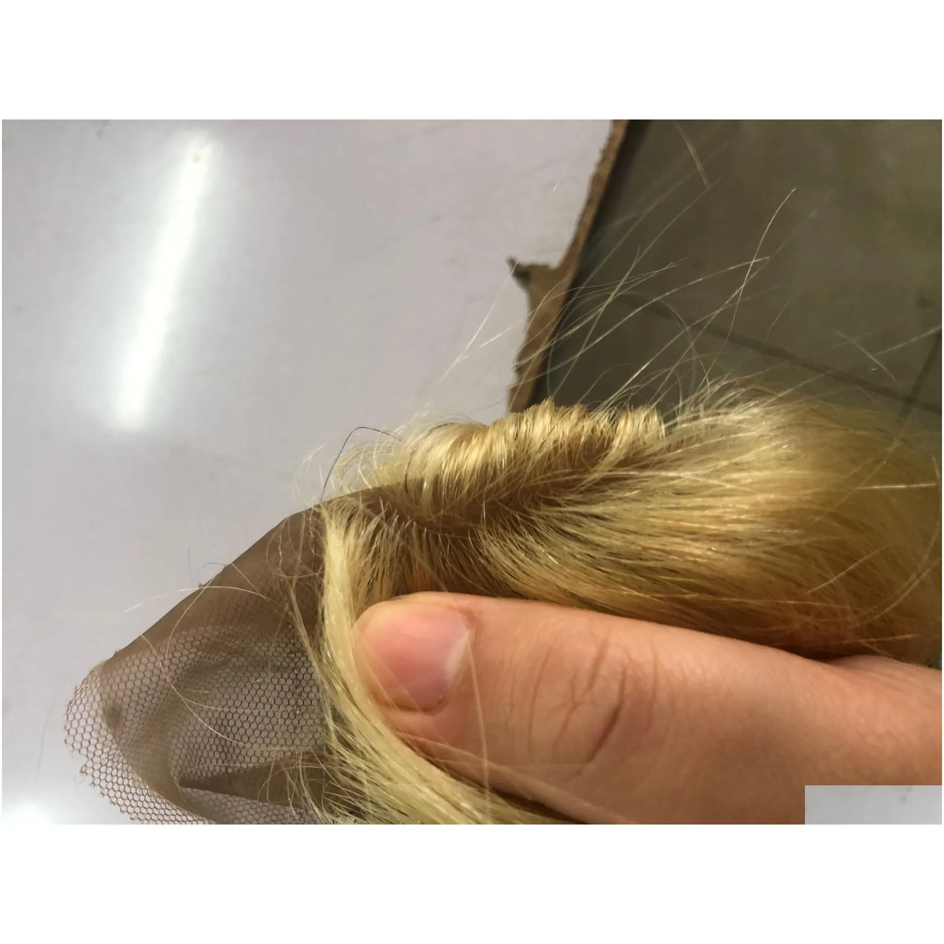 613 Blonde Human Hair Closure Silk top 4x4 Lace Closure virgin Brazilian Straight Pre Plucked5153204