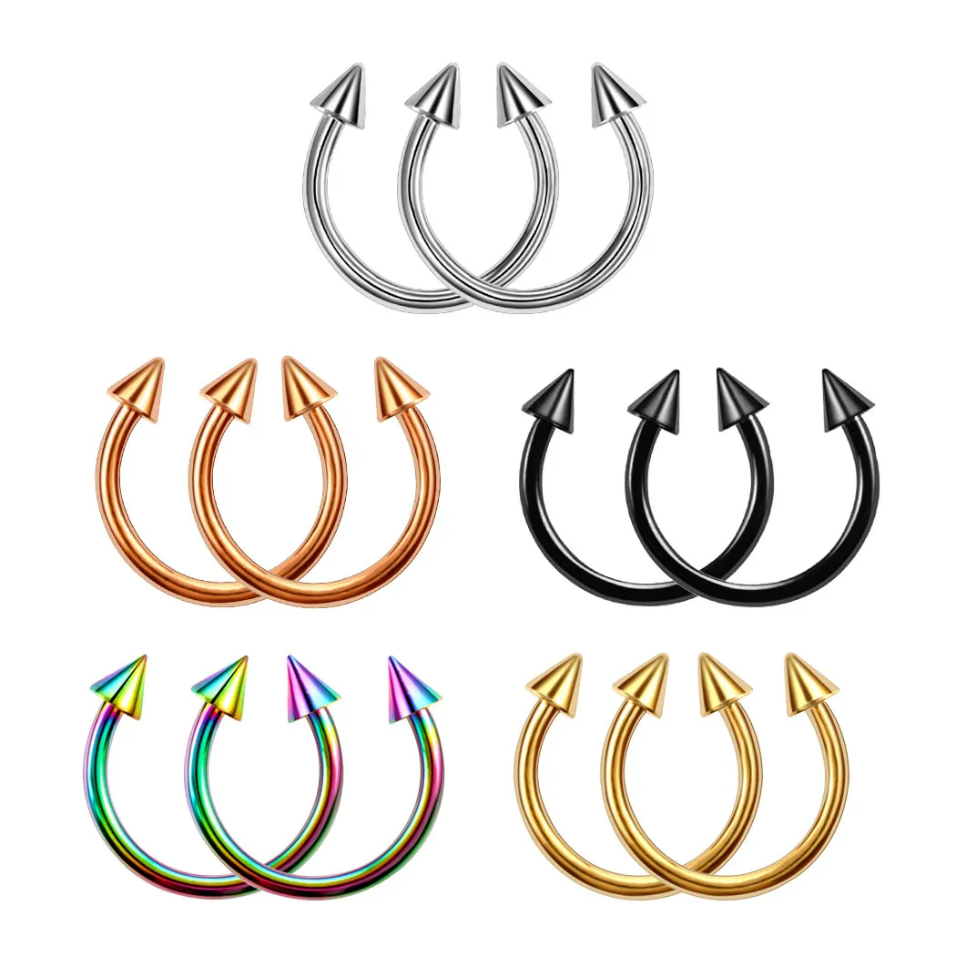 Nose Rings & Studs Fashion Stainless Steel Horseshoe Fake Ring C Clip Lip Piercing Stud Hoop For Women Men Barbell Drop Delivery Je J Otfcl