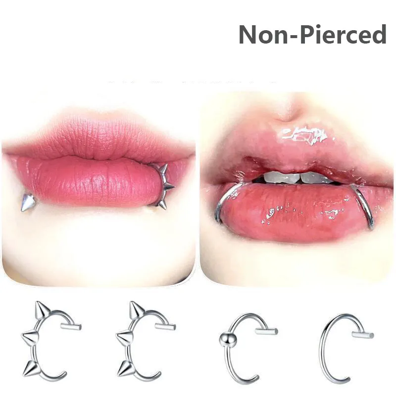 Nose Rings & Studs Fashion Stainless Steel Horseshoe Fake Ring C Clip Lip Piercing Stud Hoop For Women Men Barbell Drop Delivery Je J Dhq4K