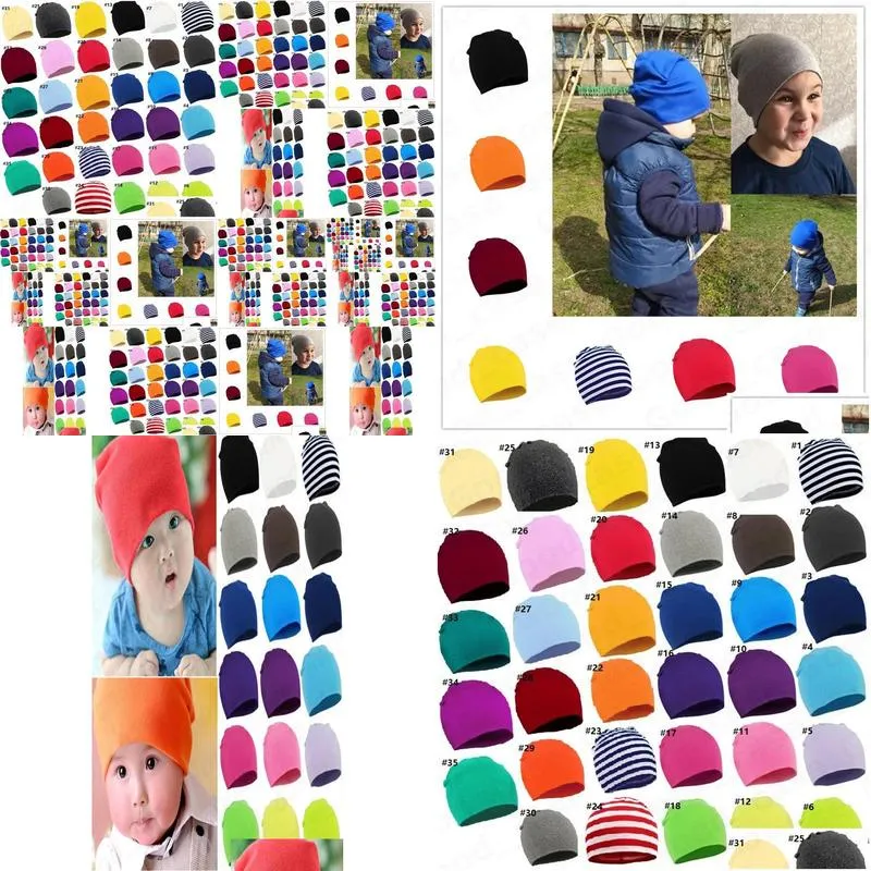 Toddler Newborn Baby Hats Winter Warm Knit Hat Kids Boys Girls Candy Color Knitting Hats Infant Earmuffs Beanies Caps Skull Hats