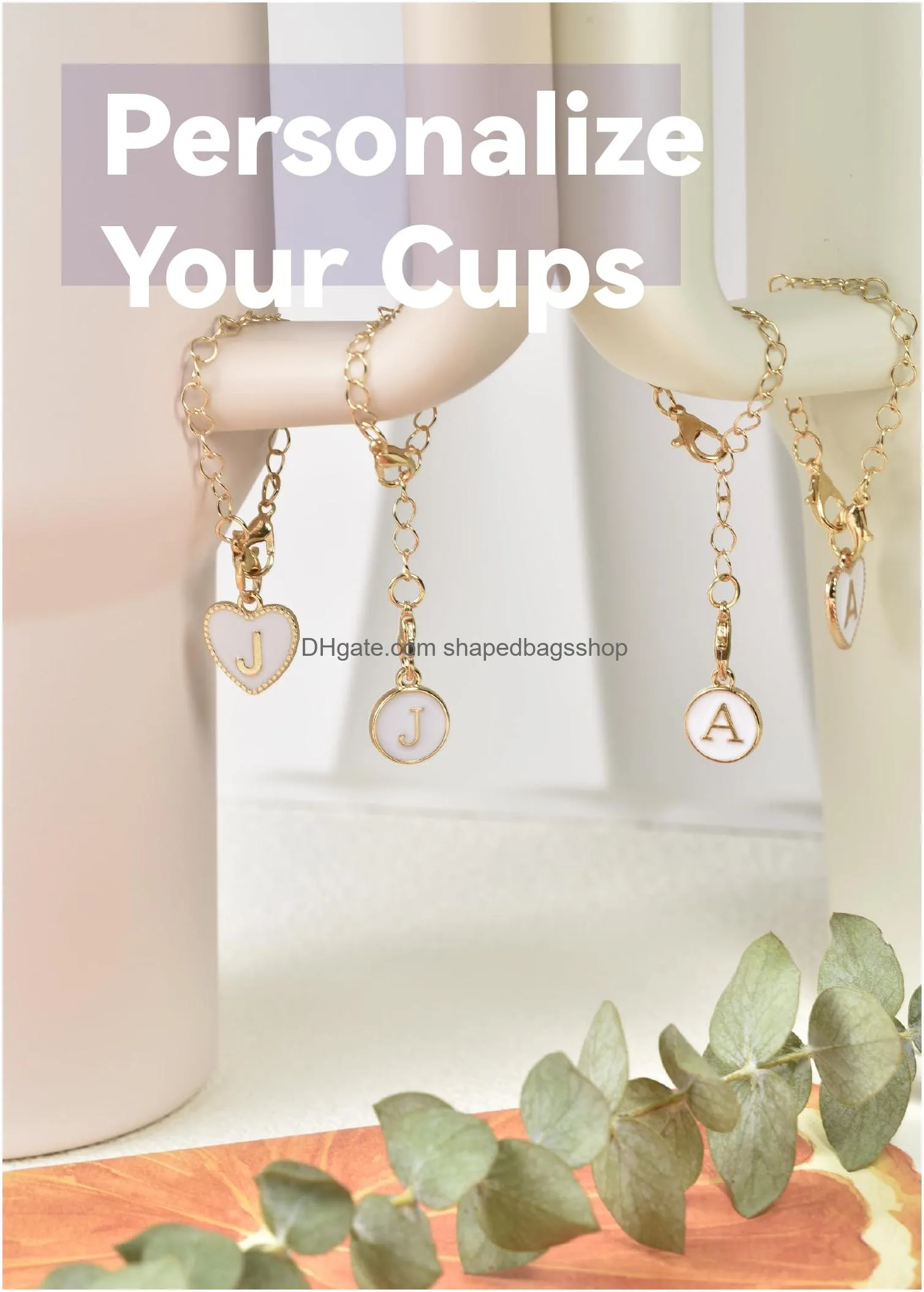letter charms accessories for  cup round heart shaped initial charms for 30 40 oz  tumbler with handle