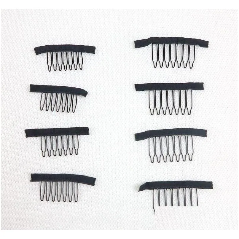 7 Theeth Stainless Steel Wig Combs For Wig Caps Wig Clips For Hair Extensions Strong Black Lace Hair Comb8076942