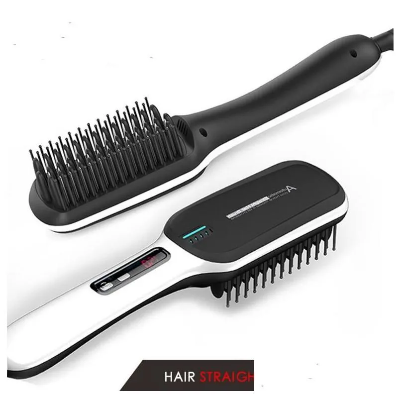 electric anion hair straighter comb brush hairdressing styling tool fast smoothly hair salon care straightener iron home use