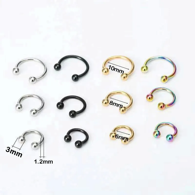 Nose Rings & Studs Fashion Stainless Steel Horseshoe Fake Ring C Clip Lip Piercing Stud Hoop For Women Men Barbell Drop Delivery Je J Otfcl