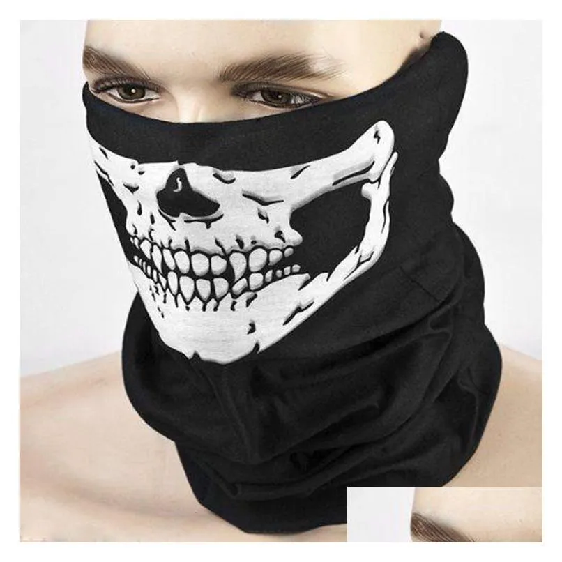 Skull Half Face Mask Scarf Bandana Bike Motorcycle dustproof Scarf Neck scarves Masks Cycling Festival Cosplay Ski Biker Headband