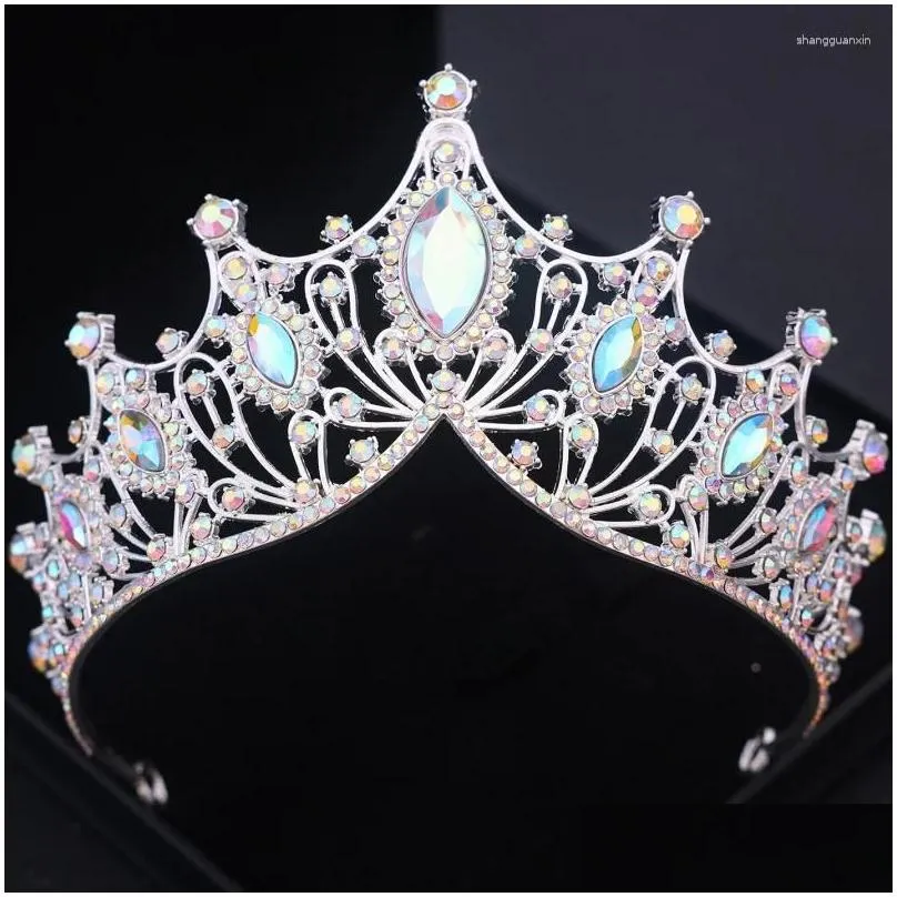 Hair Clips Baroque Crystal Crown Tiara For Women Bride Vintage Rhinestone Prom Diadem Bridal Wedding Accessories Jewelry