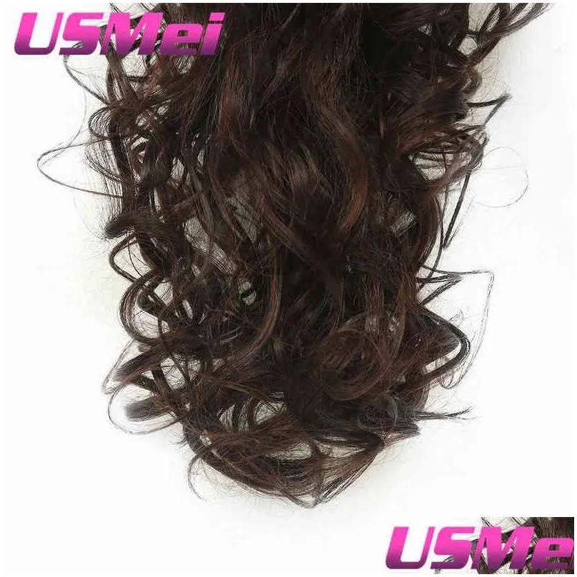 USMEI 32 inches Long curly Claw Clip tail Fake Hair Extensions False Hair Tails Horse Tress Synthetic Hairpieces 2101089711044