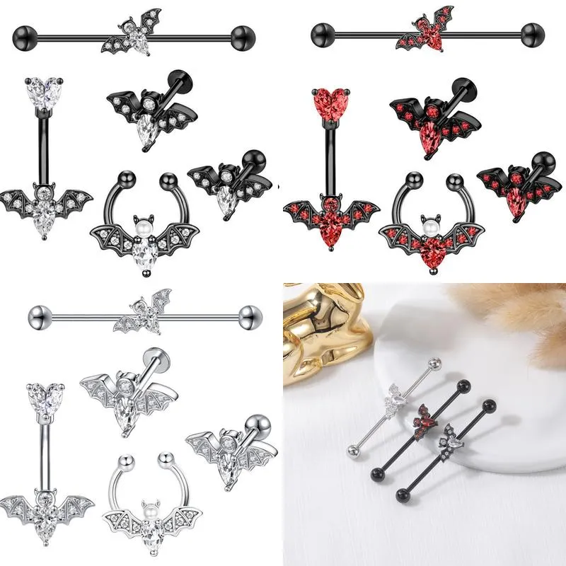 Nose Rings & Studs Fashion Stainless Steel Horseshoe Fake Ring C Clip Lip Piercing Stud Hoop For Women Men Barbell Drop Delivery Je J Dhdgz