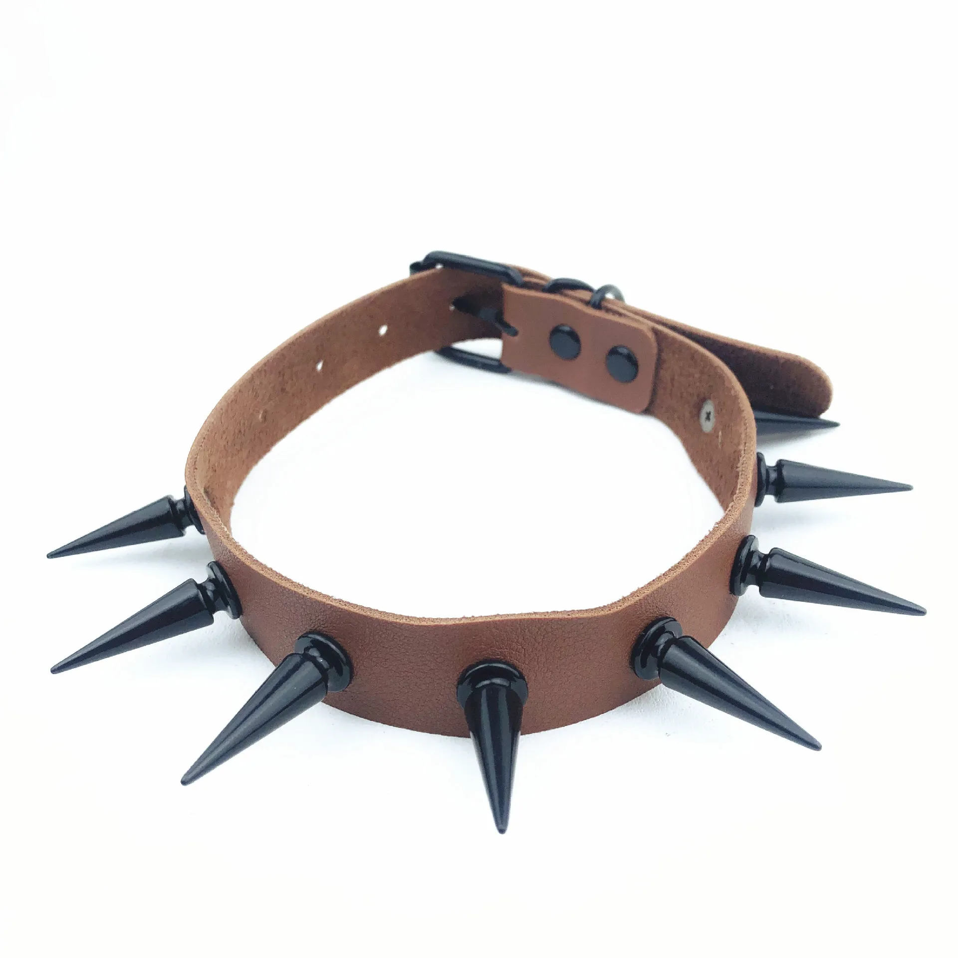 Chokers Gothic Black Spiked Punk Choker Collar Spikes Rivets Studded Chocker Necklace For Women Men Bondage Cosplay Goth Je Dhgarden Dhuay