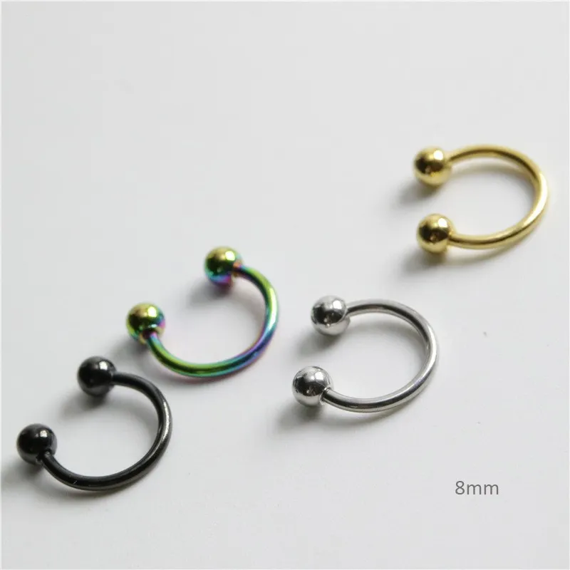 Nose Rings & Studs Fashion Stainless Steel Horseshoe Fake Ring C Clip Lip Piercing Stud Hoop For Women Men Barbell Drop Delivery Je J Otgxv