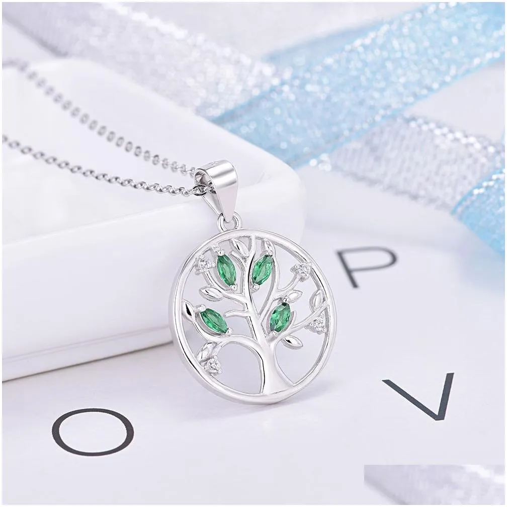 Fashion Jewelry Personality Creative S925 Sterling Silver Life Tree Crystal Zircon Pendant Fashion Silver Necklace2337395