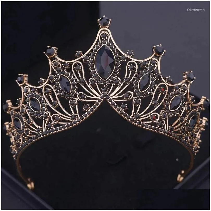 Hair Clips Baroque Crystal Crown Tiara For Women Bride Vintage Rhinestone Prom Diadem Bridal Wedding Accessories Jewelry