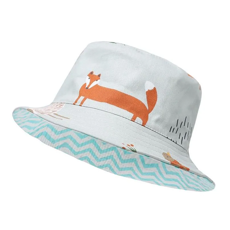 Designer Kids Bucket Hat Double Sided Wear Hats Boys Girls Fishing Hats Cotton Sun Hat Cartoon Style Summer Outdoor Hat