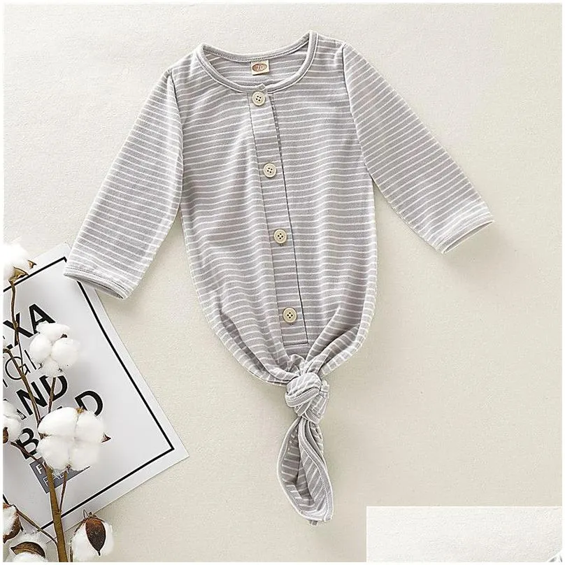Mikrdoo Newborn Infant Baby Boy Girl Cotton Striped Solid Color Long Sleeve Sleeping Bag For 06 Months3281115