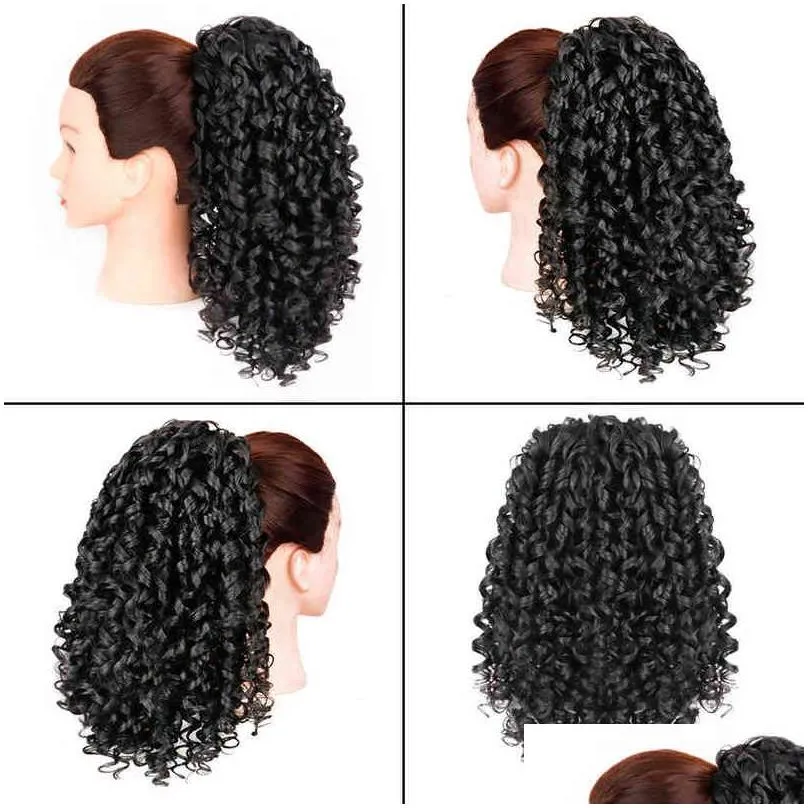 AZQUEEN Synthetic Hair Fiber Heat-Resistant Curly With Ponytail Fake Chip-in Extensions Drawstring Elastic Band 2101081225101