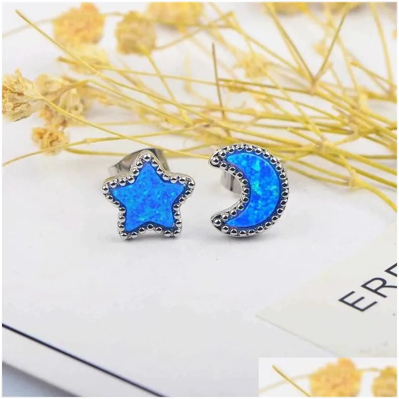 Dangle Earrings Opal Star Moon For Women Girls Jewelry Drop