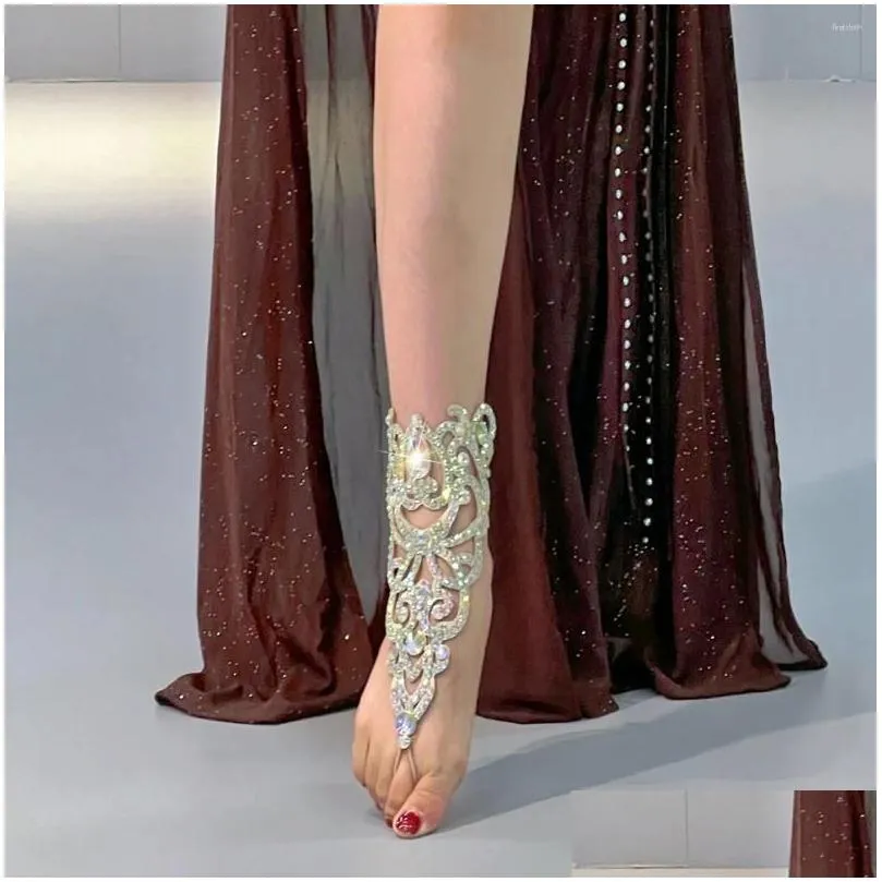 Stage Wear Belly Dance Anklet Handmade Diamond Show Foot Ornaments Oriental Suits Necklace Accessories