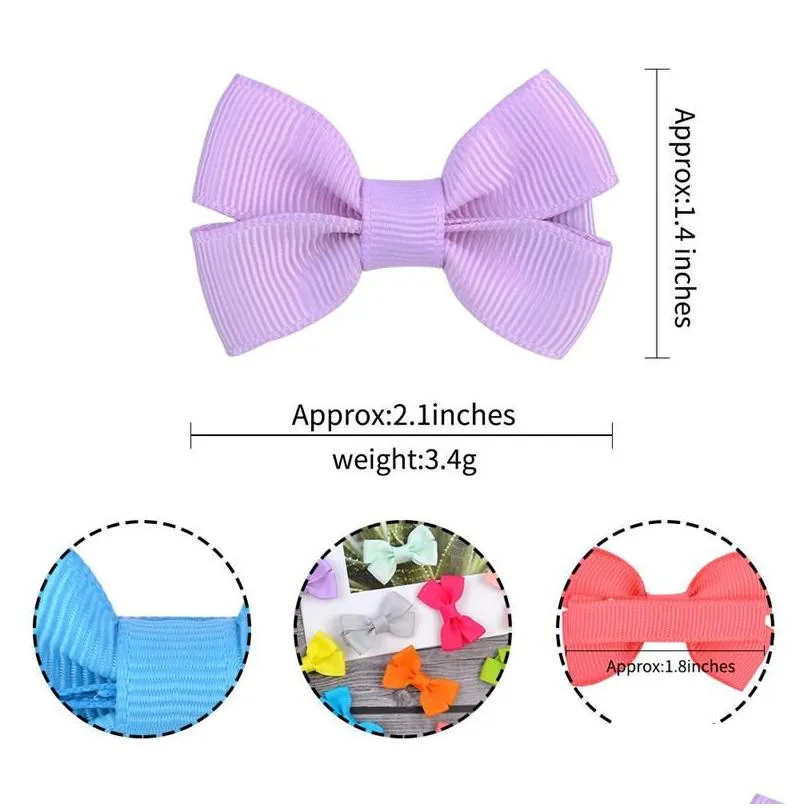 5CM Colorful Tiny Barrettes Baby Girls Boutique Polyester Hair Clip Bows Solid Ribbon Kids Hairpins Headwear Accessories5883994