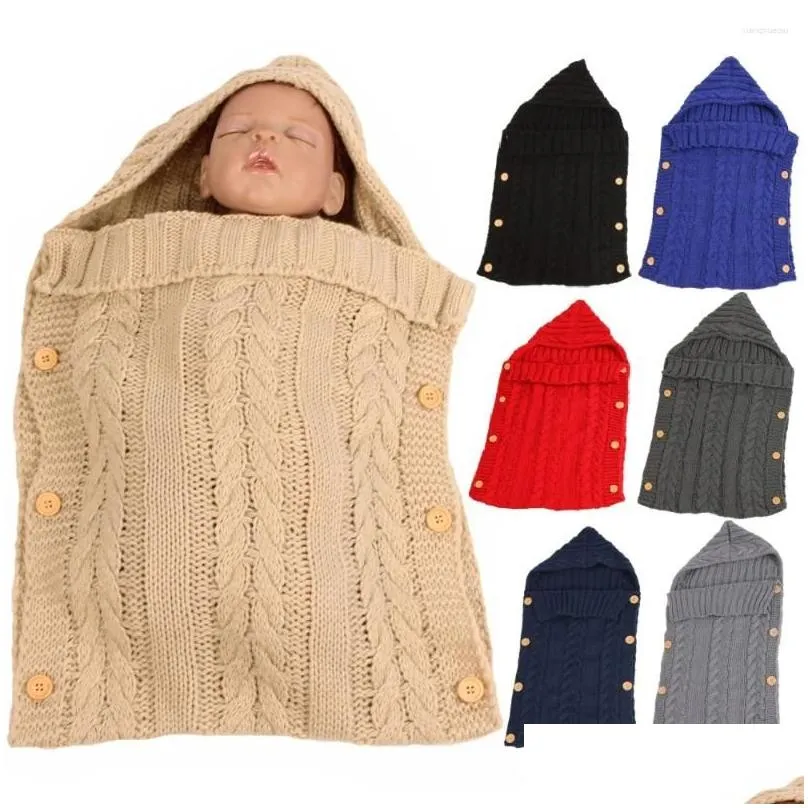 Blankets Hooded Wool Baby Swaddling Receiving Born Pography Prop Crochet Girls Clothes Infant Wrap Envelope Sleeping Bag