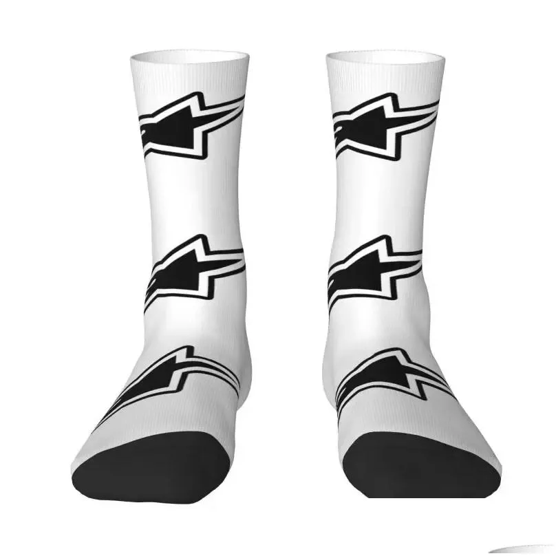 Men`s Socks Funny Print Motocross Enduro Cross For Women Men Stretch Summer Autumn Winter Crew