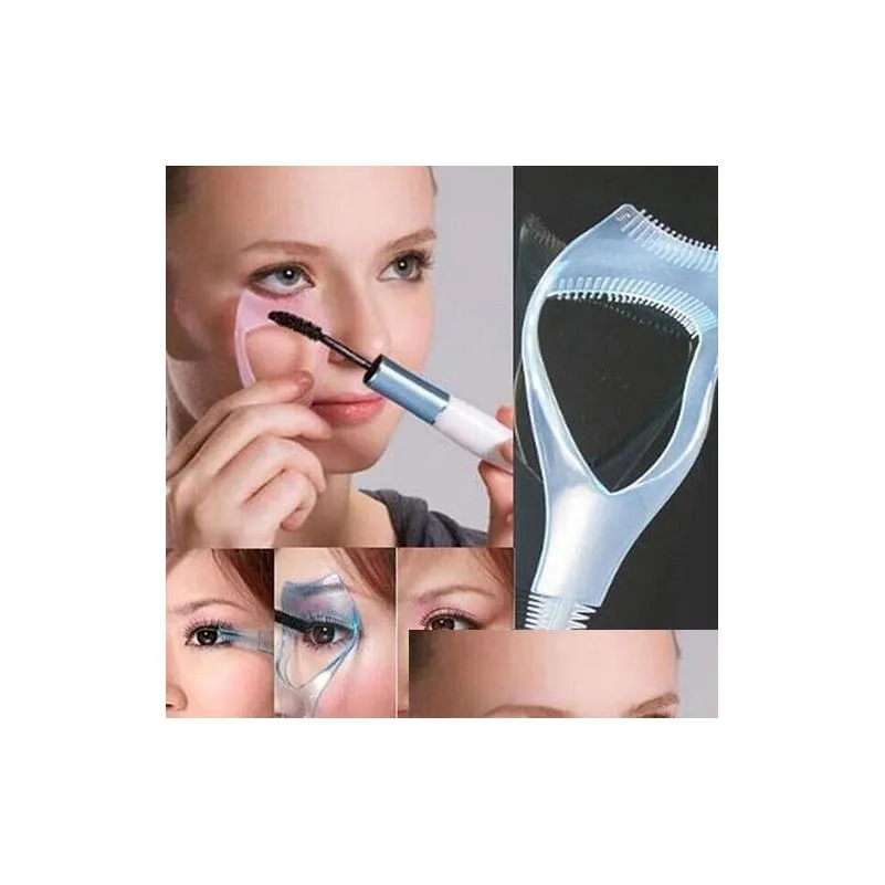 WholeNew 3 in 1 Mascara Shield Guard Beauty Eyelash Comb Applicator Guide Card Makeup Tool 7COY1213222