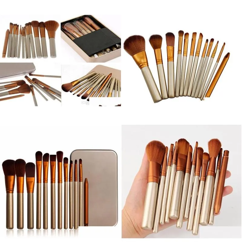 12 PCS Makeup Brushes Cosmetic Facial Make up Brush Tools Makeup Brushes Set Kit With Retail Box 5076334