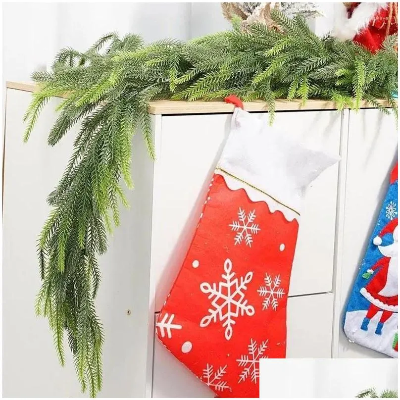 Decorative Flowers Pine Greenery Garland Artificial Christmas Tabletop Decoration Holiday Indoor Stairway Table Decor Wreath