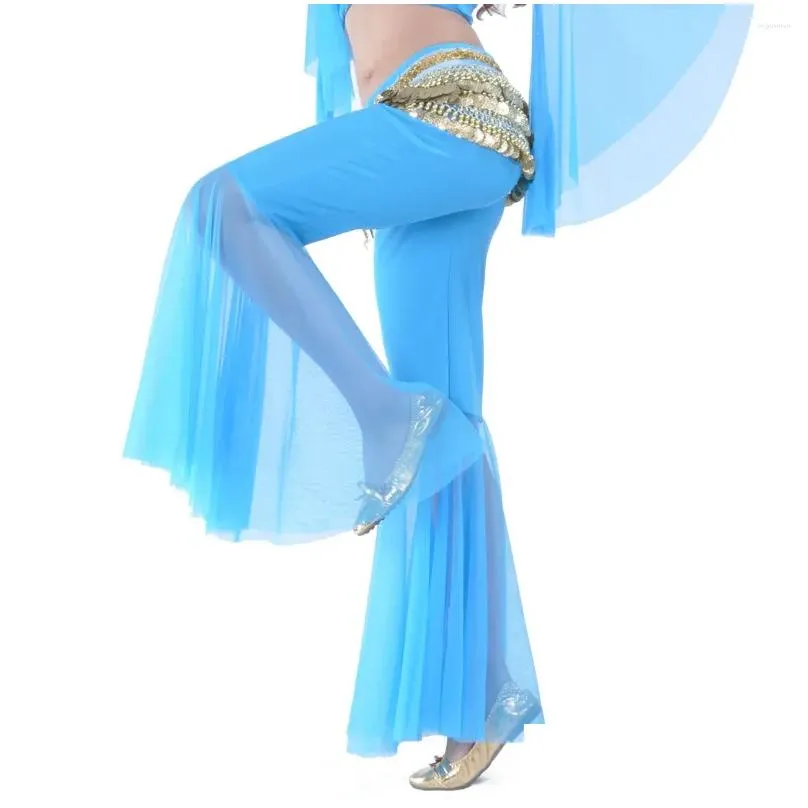 Stage Wear Belly Dance Mesh Flared Pants Costume Accessories Performance Prop Sexy Tassel Sequins