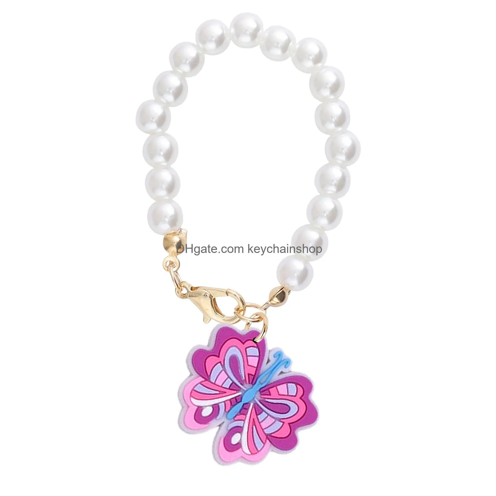 colorful butterfly imitation pearl charm accessories for 40oz cup and simple modern tumbler with handle sile key chain