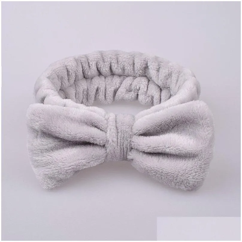 Pure Color Coral Fleece Wash Face Bow Hairbands For Women Girls Headbands Headwear Hair Bands Turban Hair Accessories7693459