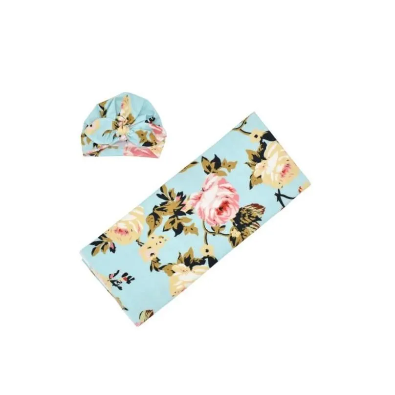 Flower Swaddle With Rabbit Hat Nursery Baby Blanket Travel Gift Sleeper Newborn Wrap gift9193998