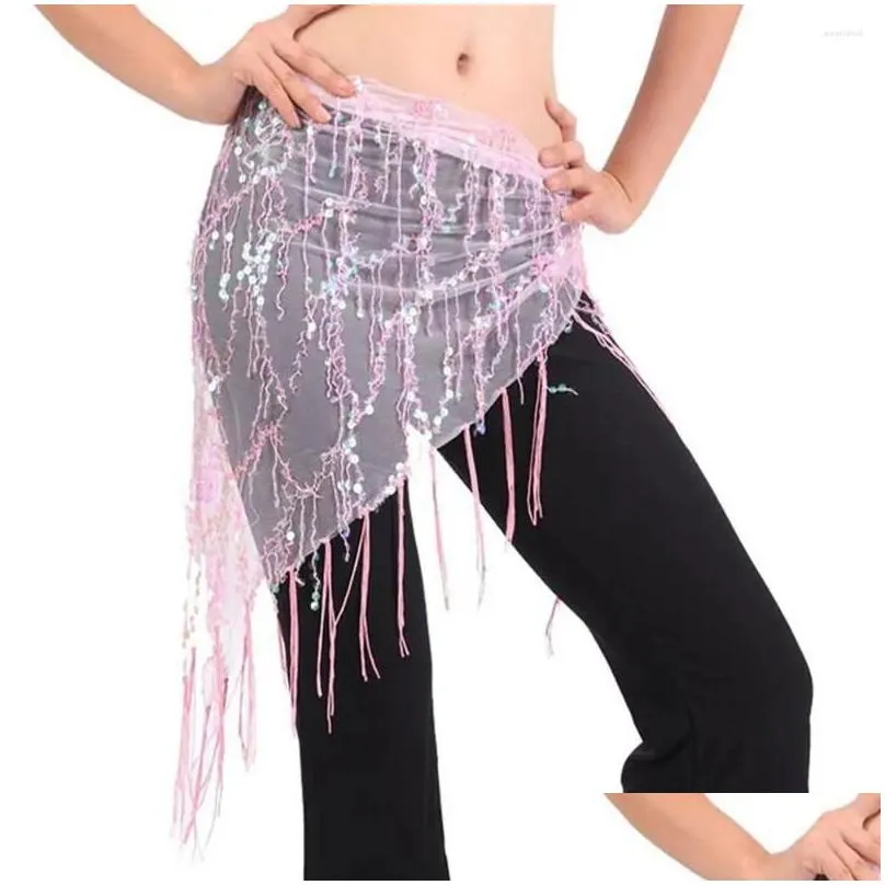 Stage Wear Women Show Costumes Sequins Dancer Skirt Hip Scarf Belly Dance Belt Waist Chain