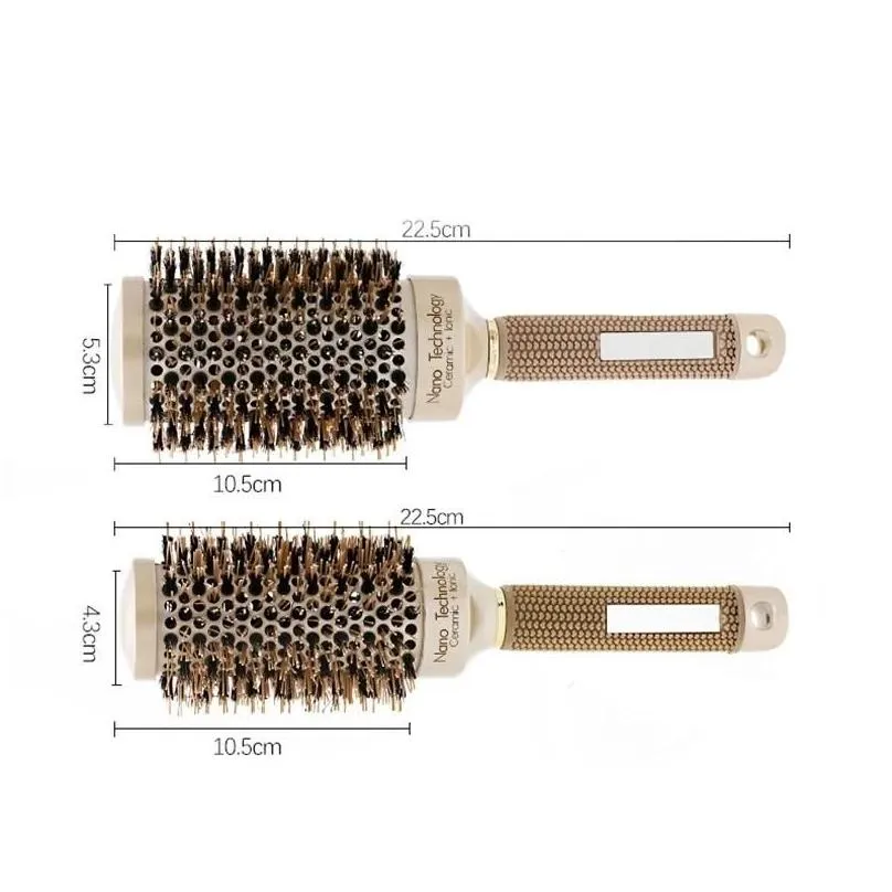 Hair Brushes 4 Sizes Professional Salon Styling Tools Round Comb Hairdressing Curling Ceramic Iron Barrel 208261734482