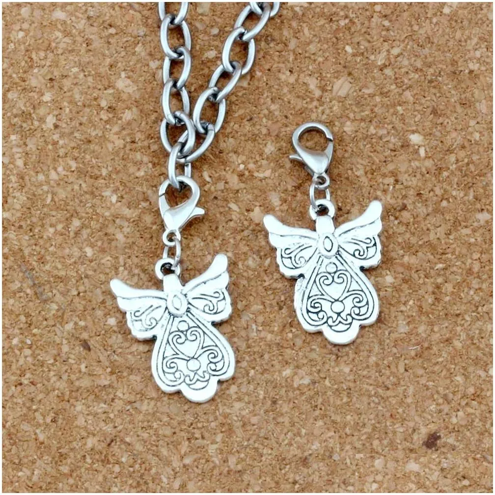 100Pcs lots Alloy Flower Wing Floating Lobster Clasps Charm Pendants For Jewelry Making Bracelet Necklace DIY Accessories 17 8x37m265a