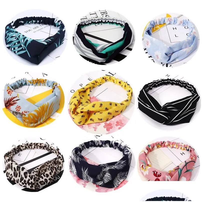 2024 Wholesale European Colors Stripe Girl Hair Accessories Hot Sale America Lady Printing Cloth Headband Fashion Soft Color Girl Women Hair Headband