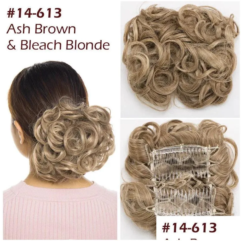 Fashion 16colors Short Synthetic Hair Big Chignon Two Plastic Comb Clips In Extension Hairpiece Accessories7848080