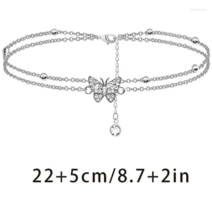 Anklets Zircon Crystal Butterfly Ankle Bracelets For Women Multilayer Anklet Women`s Shaped Initial Jewelry Gifts Her