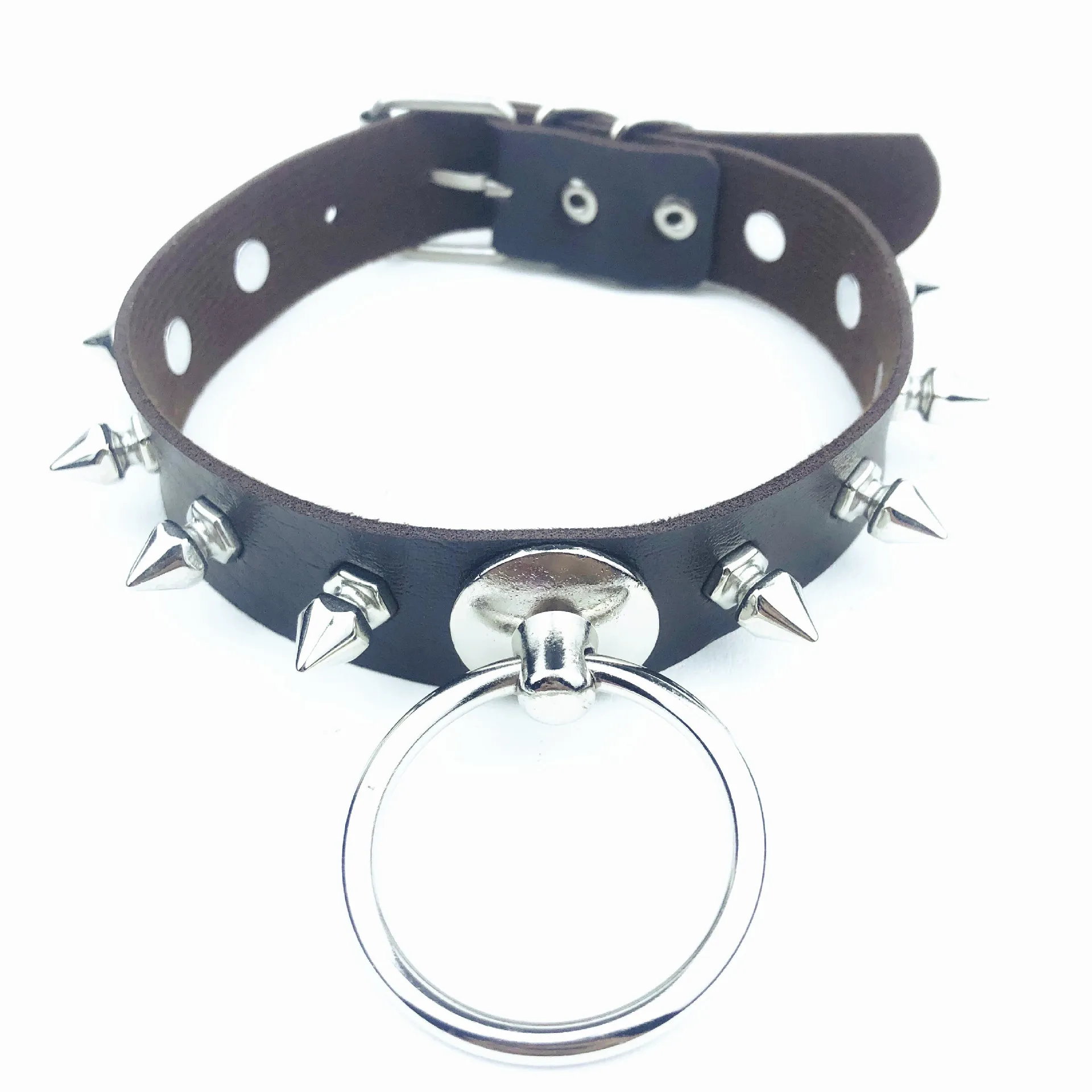 Chokers Gothic Black Spiked Punk Choker Collar Spikes Rivets Studded Chocker Necklace For Women Men Bondage Cosplay Goth Je Dhgarden Dh8R5