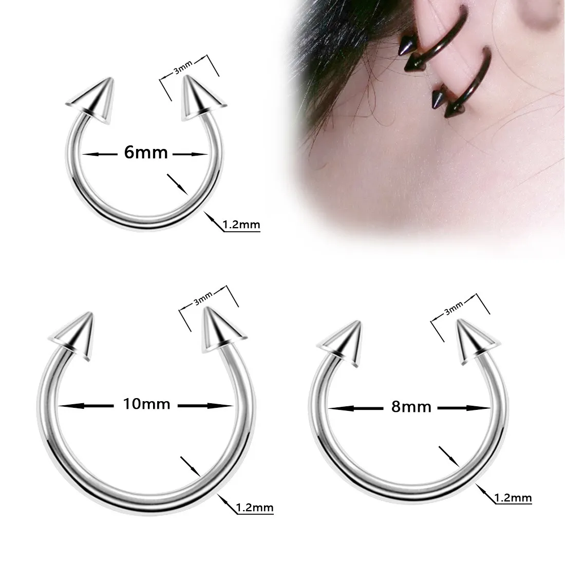Nose Rings & Studs Fashion Stainless Steel Horseshoe Fake Ring C Clip Lip Piercing Stud Hoop For Women Men Barbell Drop Delivery Je J Otdp3