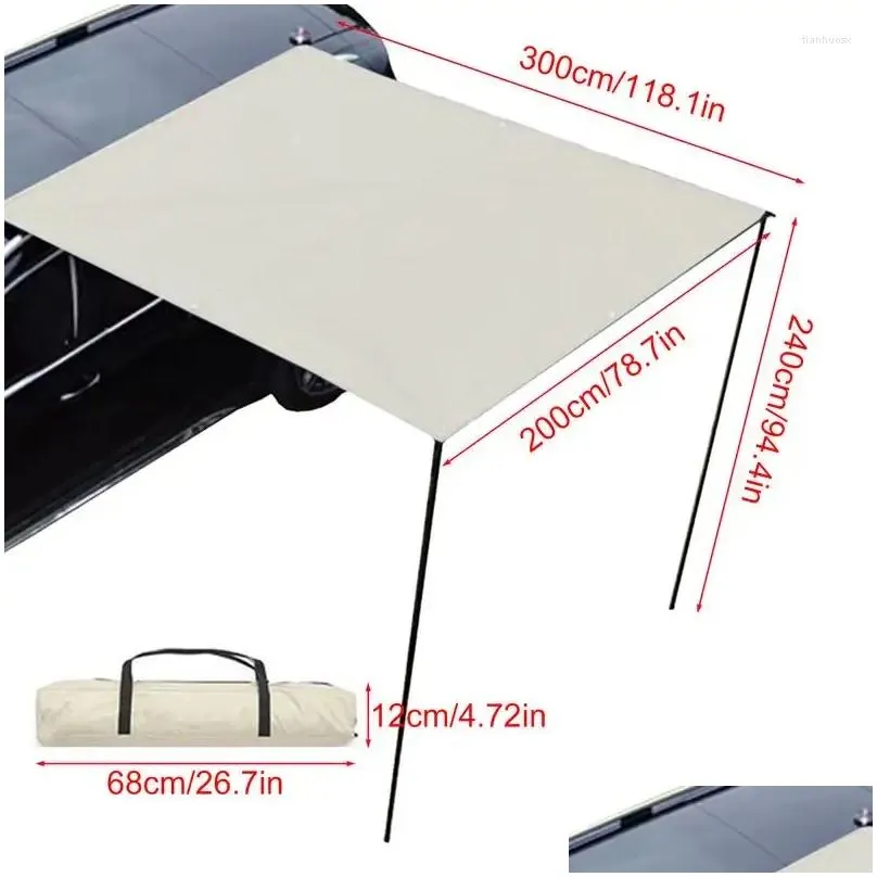 Tents And Shelters Car Awning Roof Rack Sun Shade UV50 Weatherproof PU3000mm Side For Camping Overlanding Hardware Included