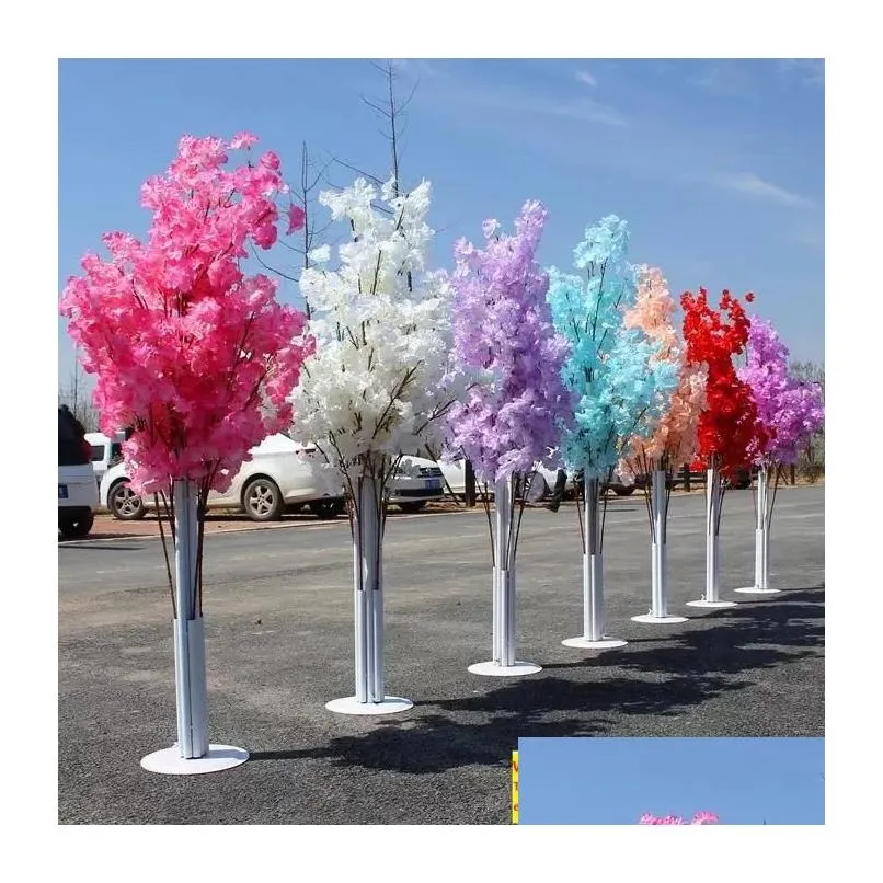 Decorative Flowers & Wreaths Wedding Decoration 5Ft Tall 10 Piecelot Slik Artificial Cherry Blossom Tree Roman Column Road Drop Delive Dh4Fk